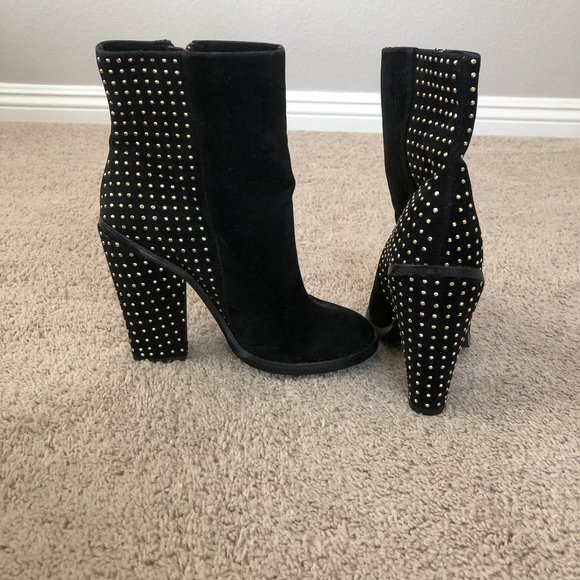 Colin Stewart Block Heel Booties W/ Gold Studs - Picture 2 of 5